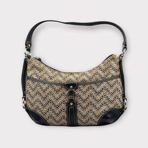 Etienne Aigner Canvas Leather Shoulder Bag Satchel Purse
